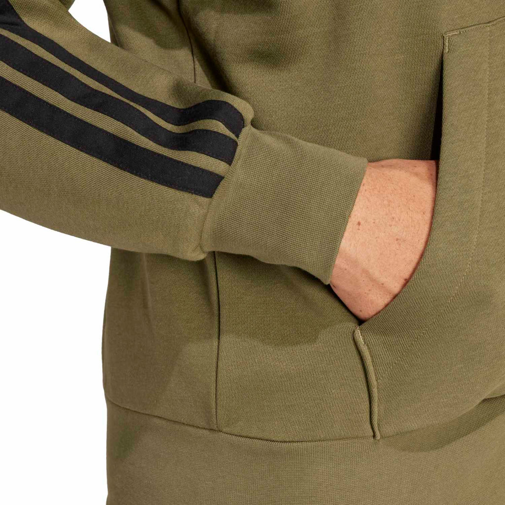 Essentials 3 Stripes Fleece FZ Hoody - Mens