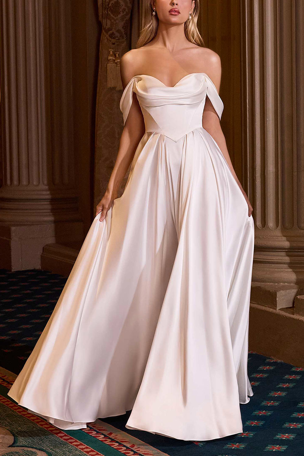 Jenifer | Maxi Off-Shoulder Wedding Dress with Slit