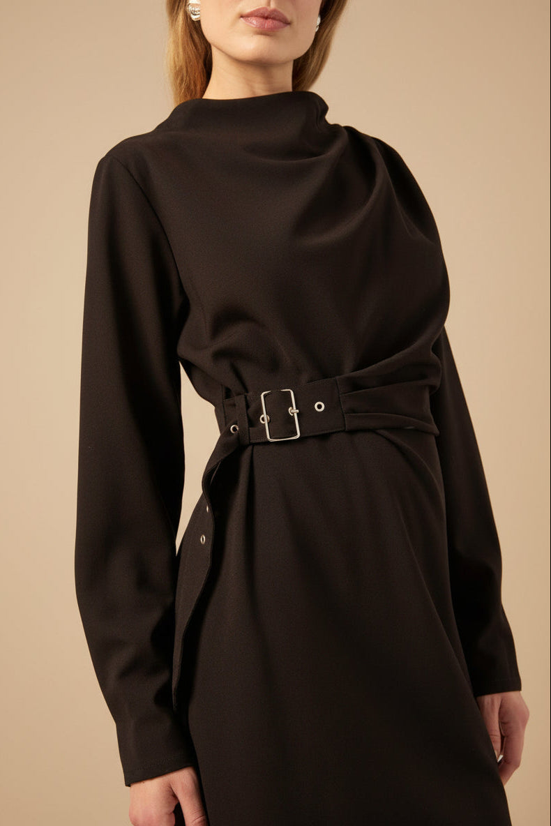 Kakina | Black Short Blazer Dress with Waist Belt