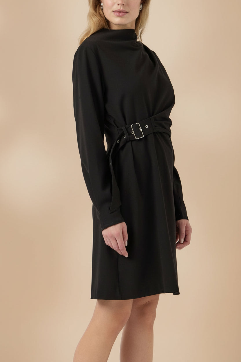 Kakina | Black Short Blazer Dress with Waist Belt