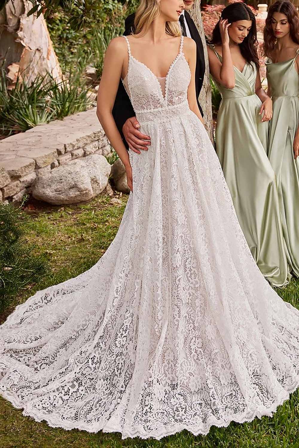 Katina | Lace Wedding Dress with Removable Sleeves