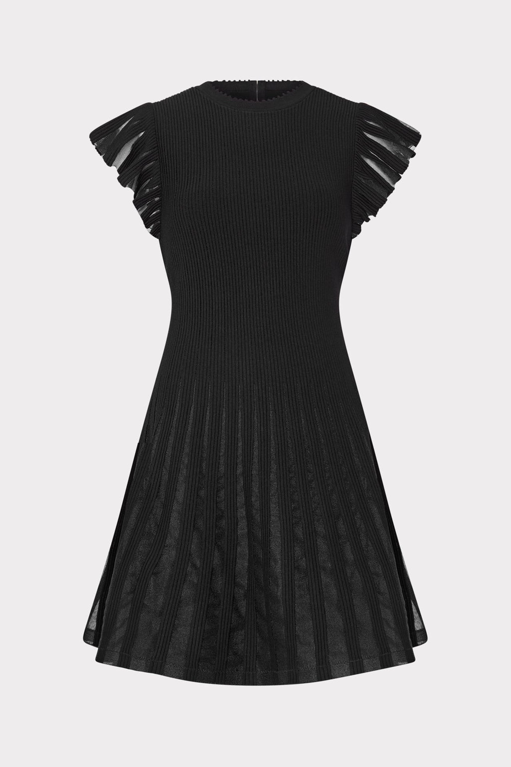 Sheer Flutter Sleeve Knit Dress
