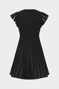 Sheer Flutter Sleeve Knit Dress