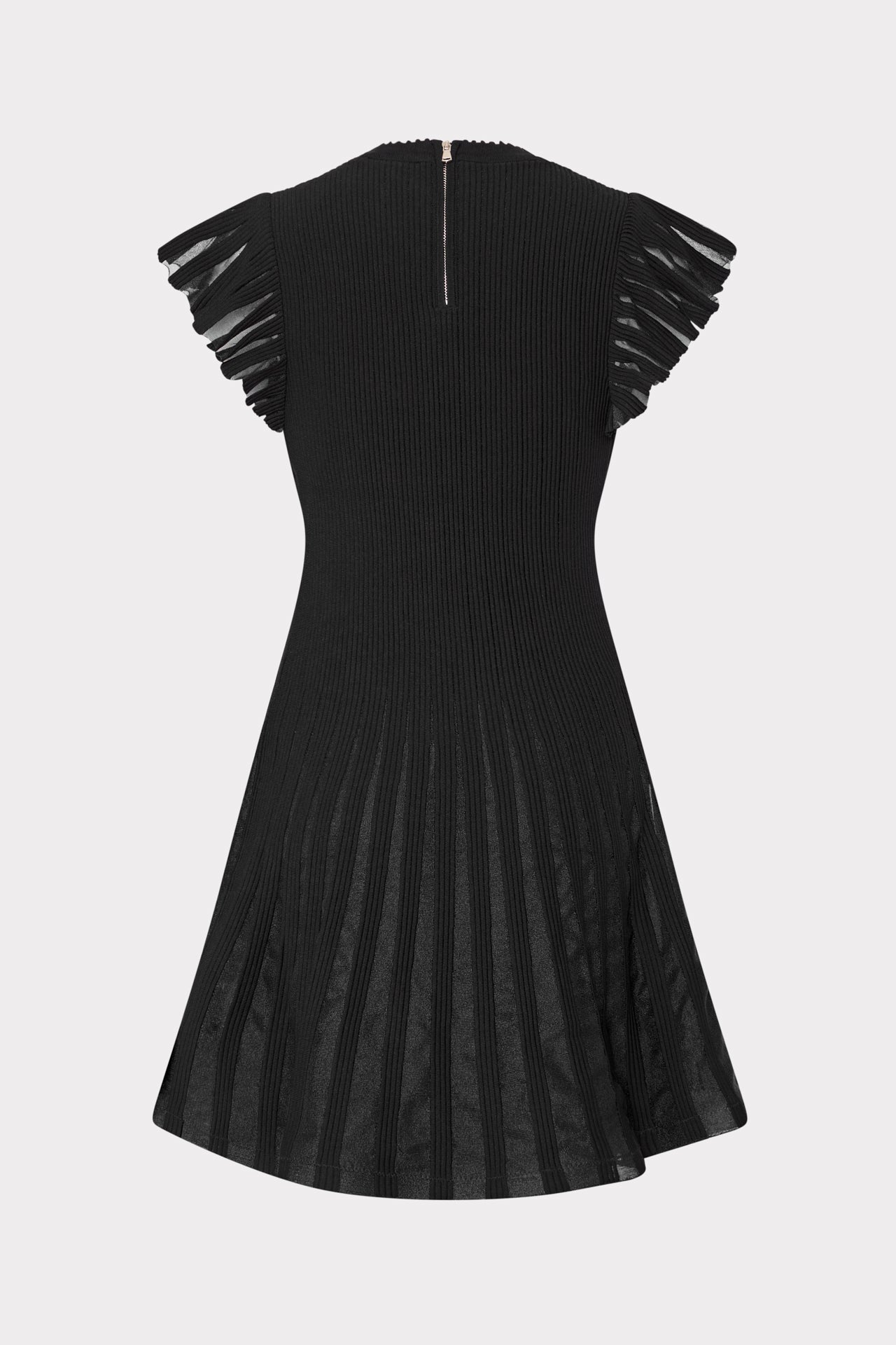 Sheer Flutter Sleeve Knit Dress