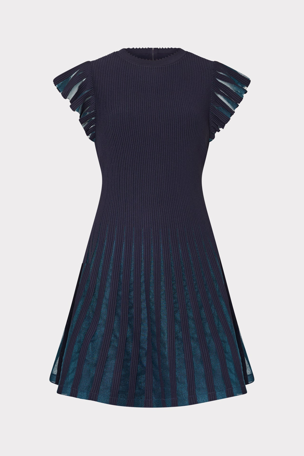Sheer Flutter Sleeve Knit Dress