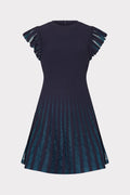 Sheer Flutter Sleeve Knit Dress