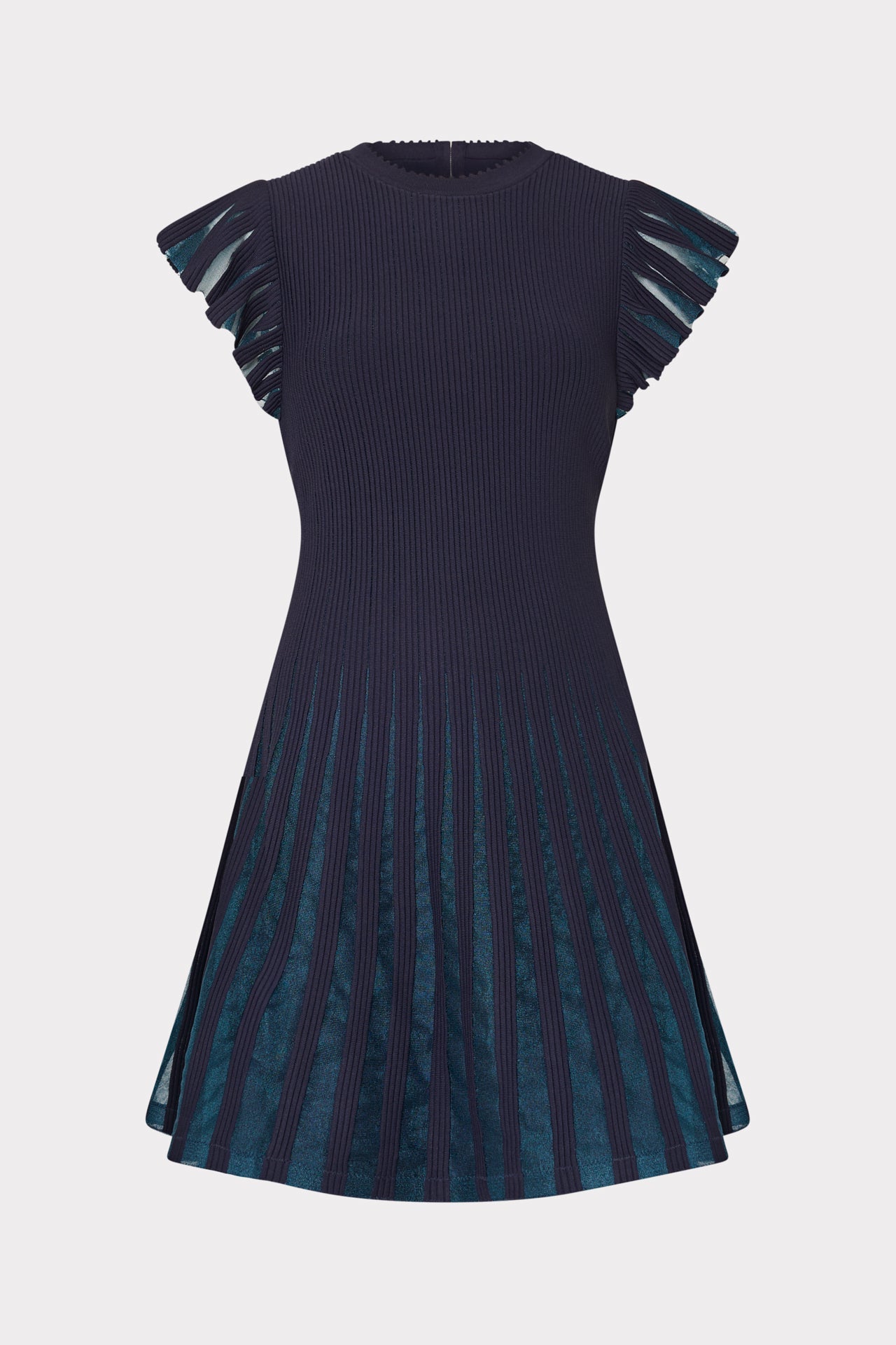 Sheer Flutter Sleeve Knit Dress