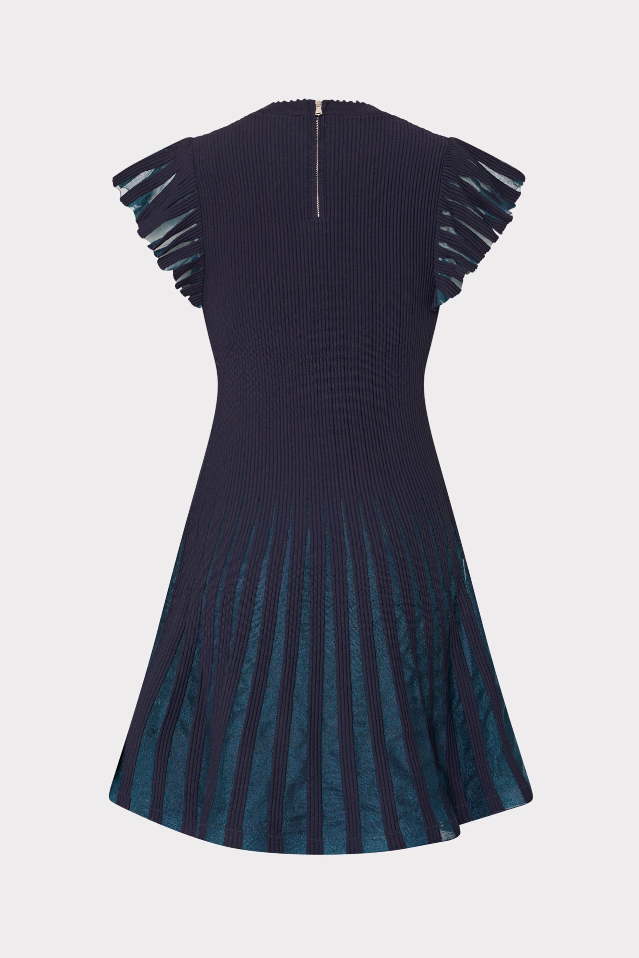 Sheer Flutter Sleeve Knit Dress