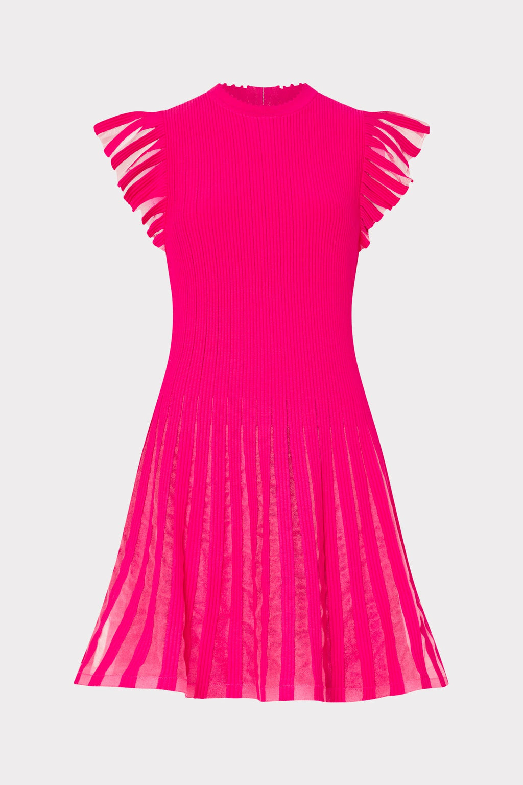 Sheer Flutter Sleeve Knit Dress
