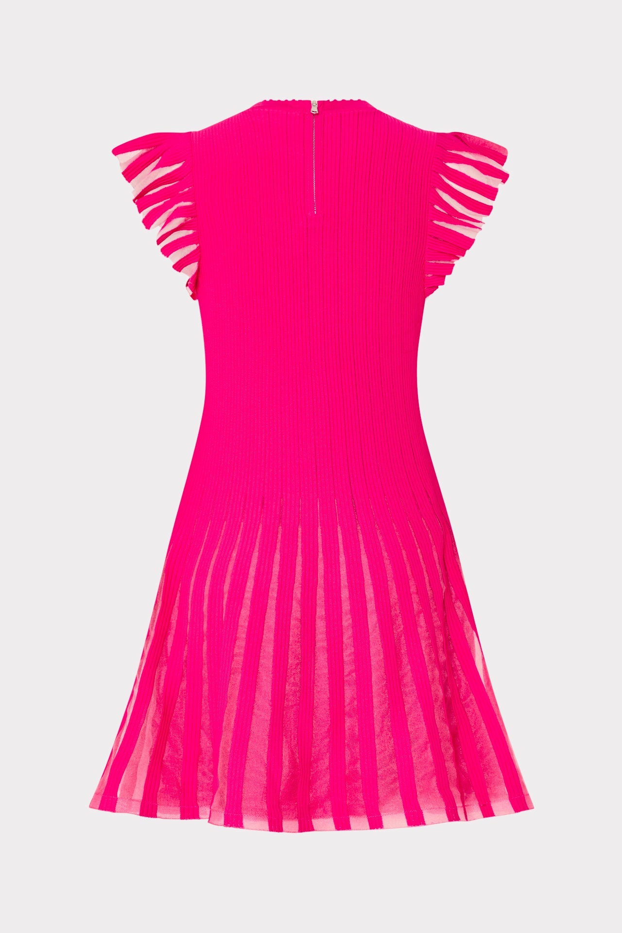 Sheer Flutter Sleeve Knit Dress