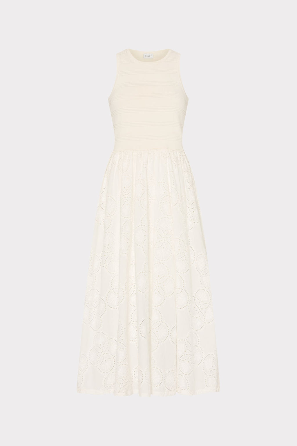 Geo Eyelet Knit Combo Midi Dress