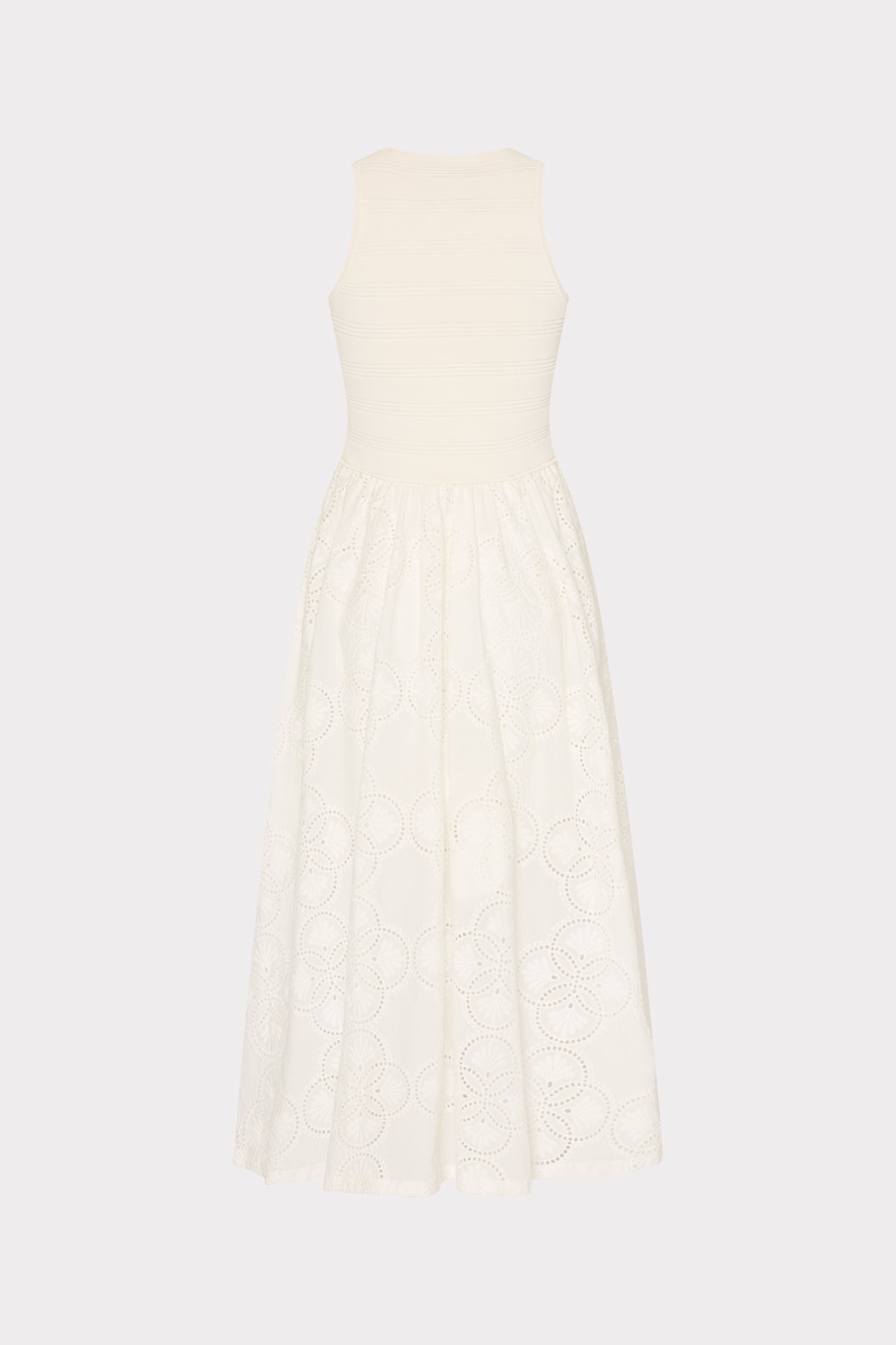 Geo Eyelet Knit Combo Midi Dress