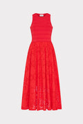 Geo Eyelet Knit Combo Midi Dress