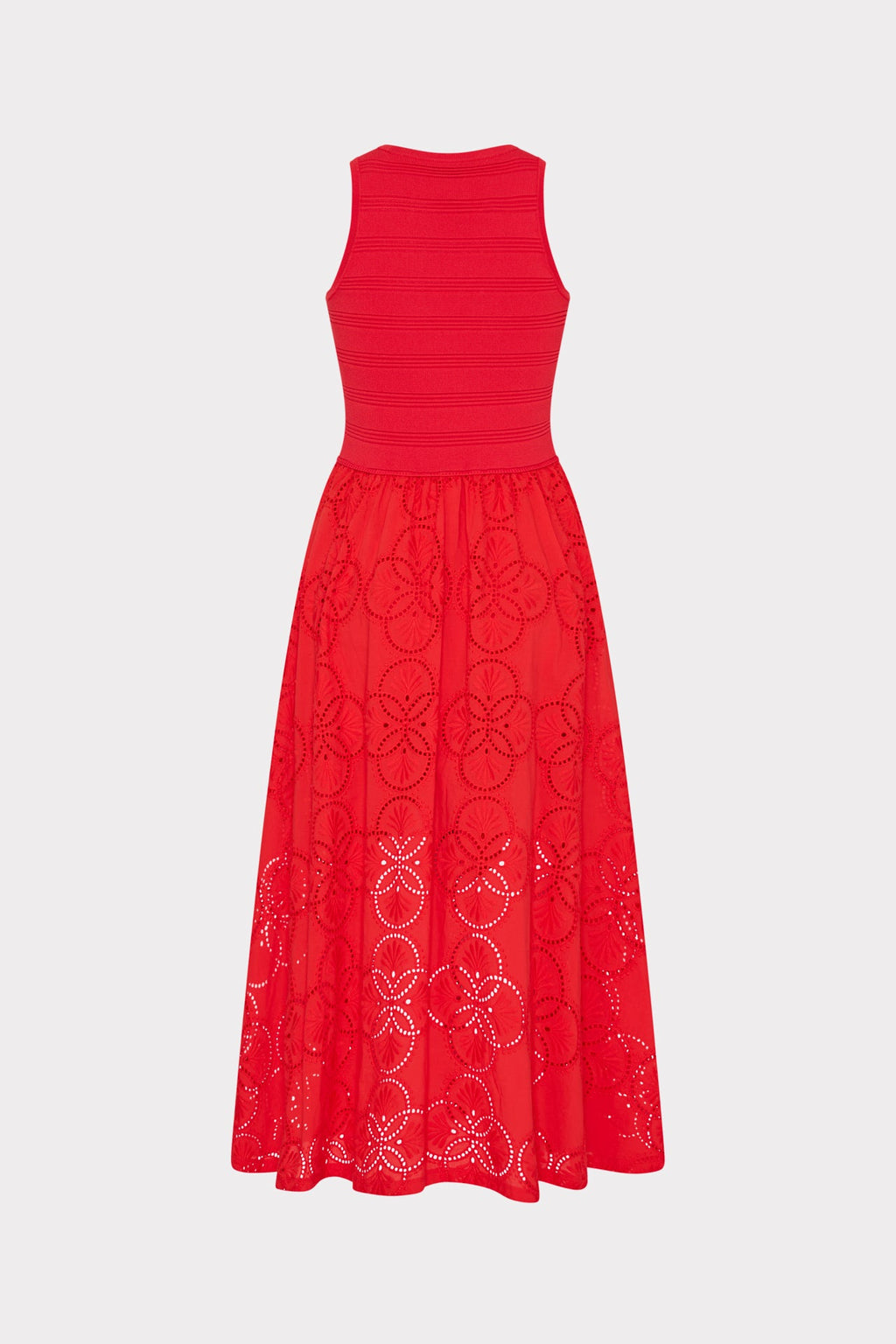 Geo Eyelet Knit Combo Midi Dress