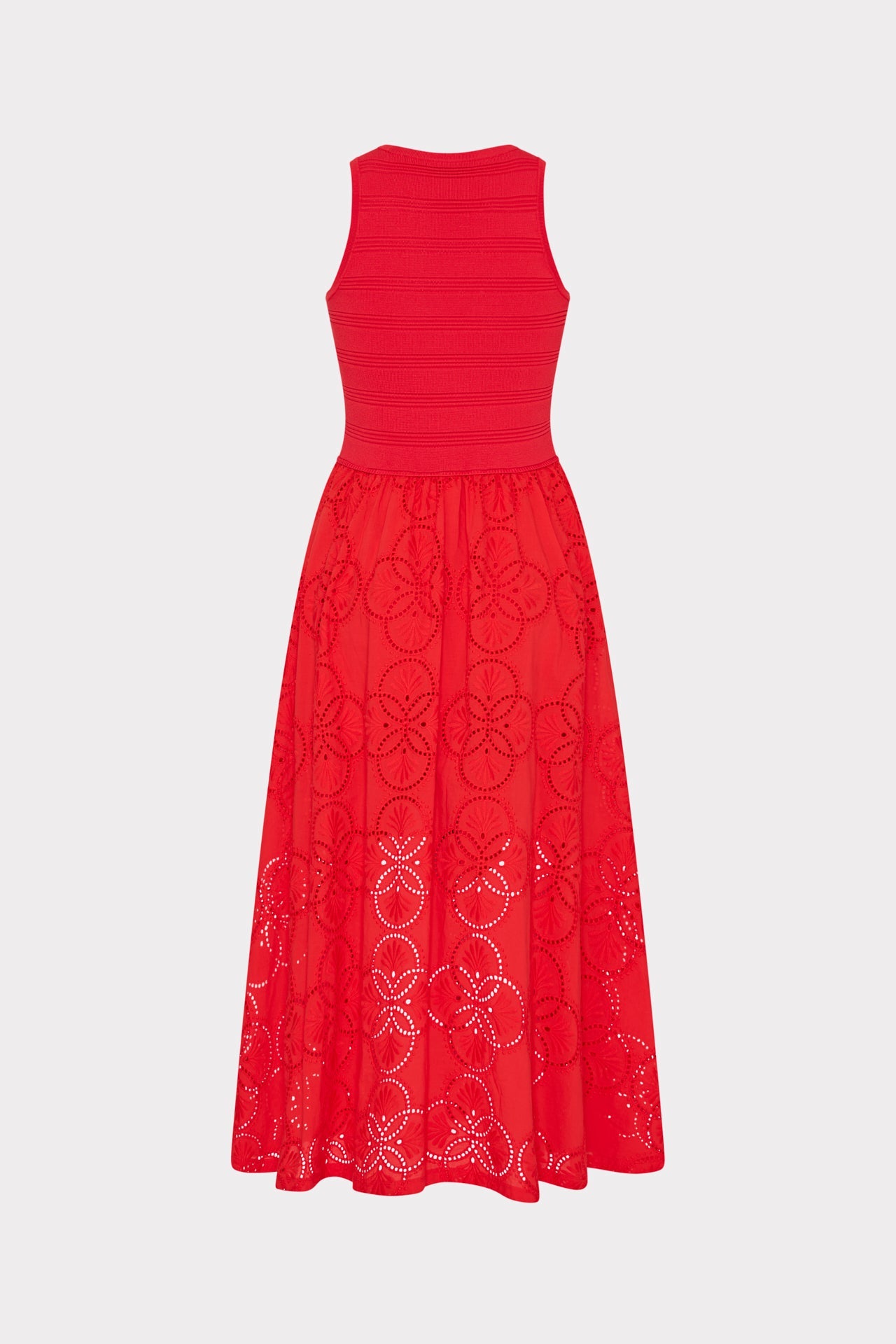 Geo Eyelet Knit Combo Midi Dress