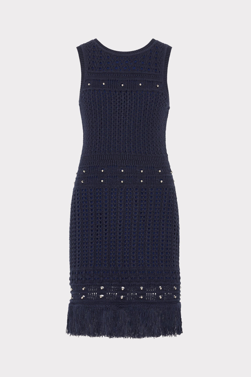 Beaded Fringe Knit Shell Dress