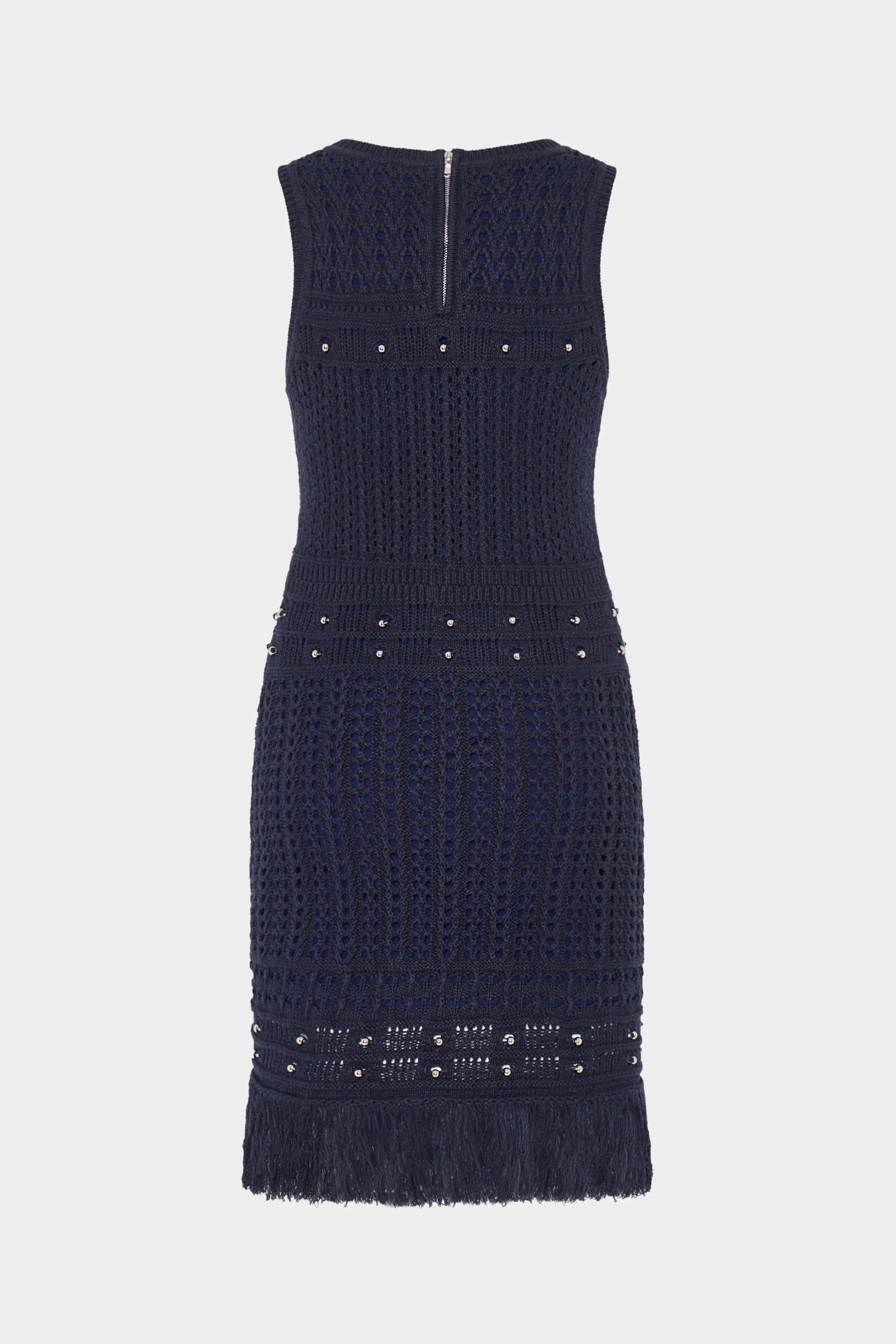 Beaded Fringe Knit Shell Dress