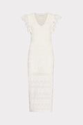 Lace Flutter Sleeve Knit Midi Dress