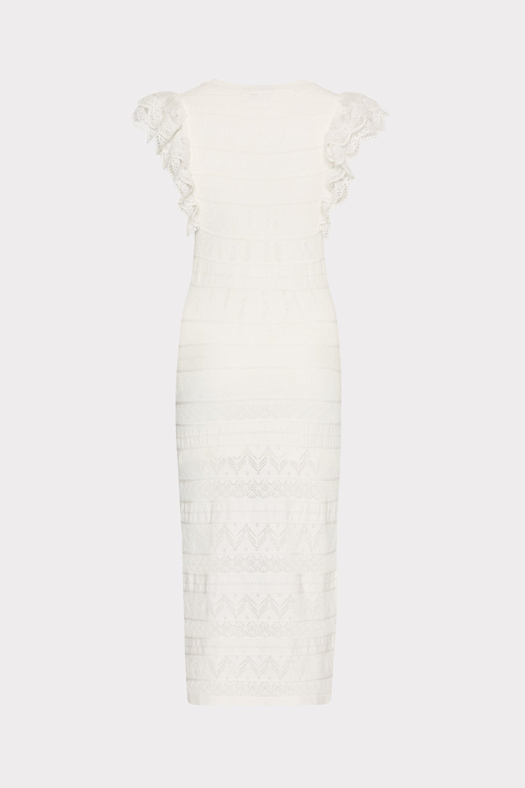 Lace Flutter Sleeve Knit Midi Dress