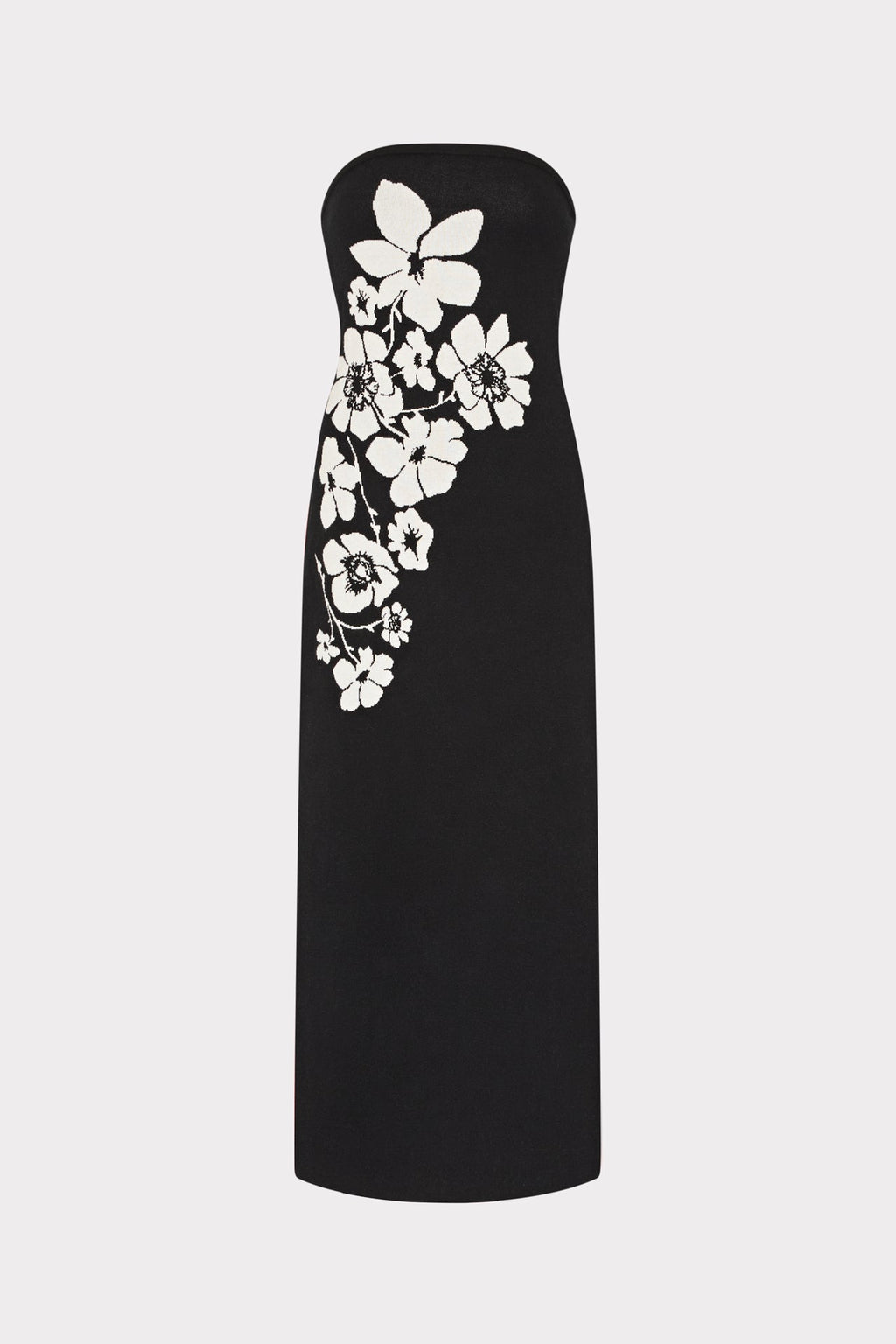 Placed Floral Strapless Knit Midi Dress