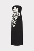 Placed Floral Strapless Knit Midi Dress