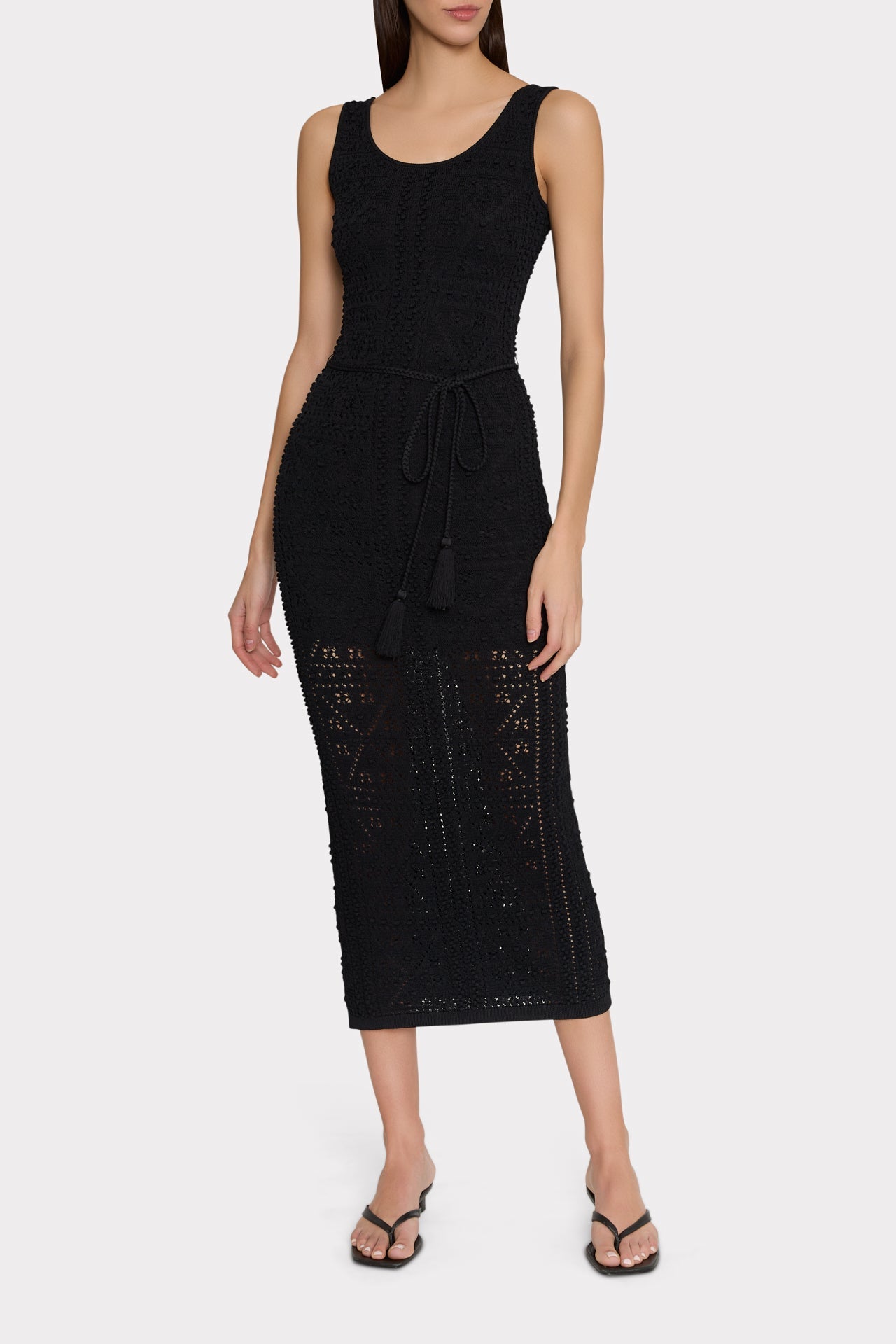 Bubble Pointelle Knit Midi Dress