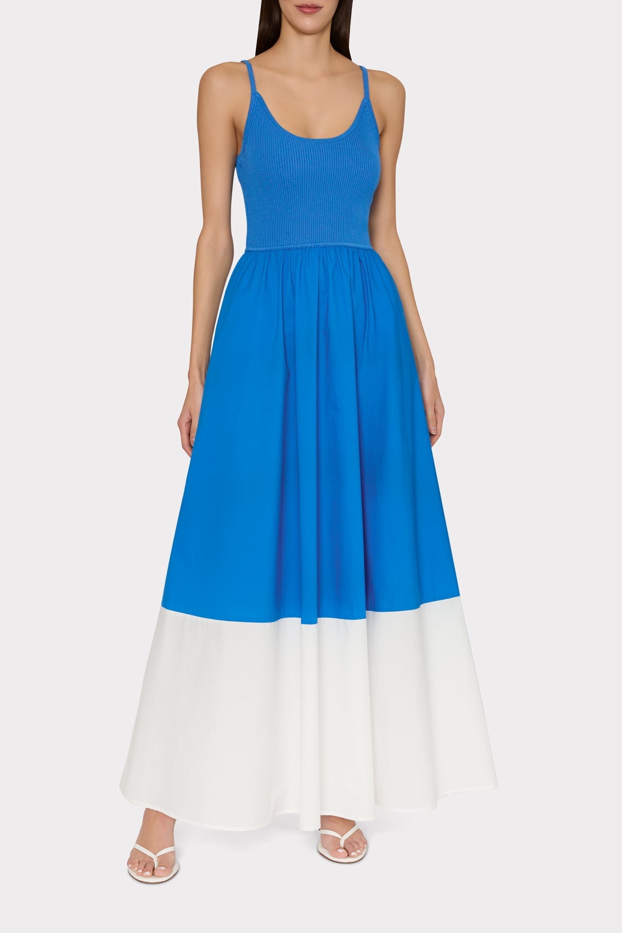 Cami Knit Poplin Blocked Midi Dress