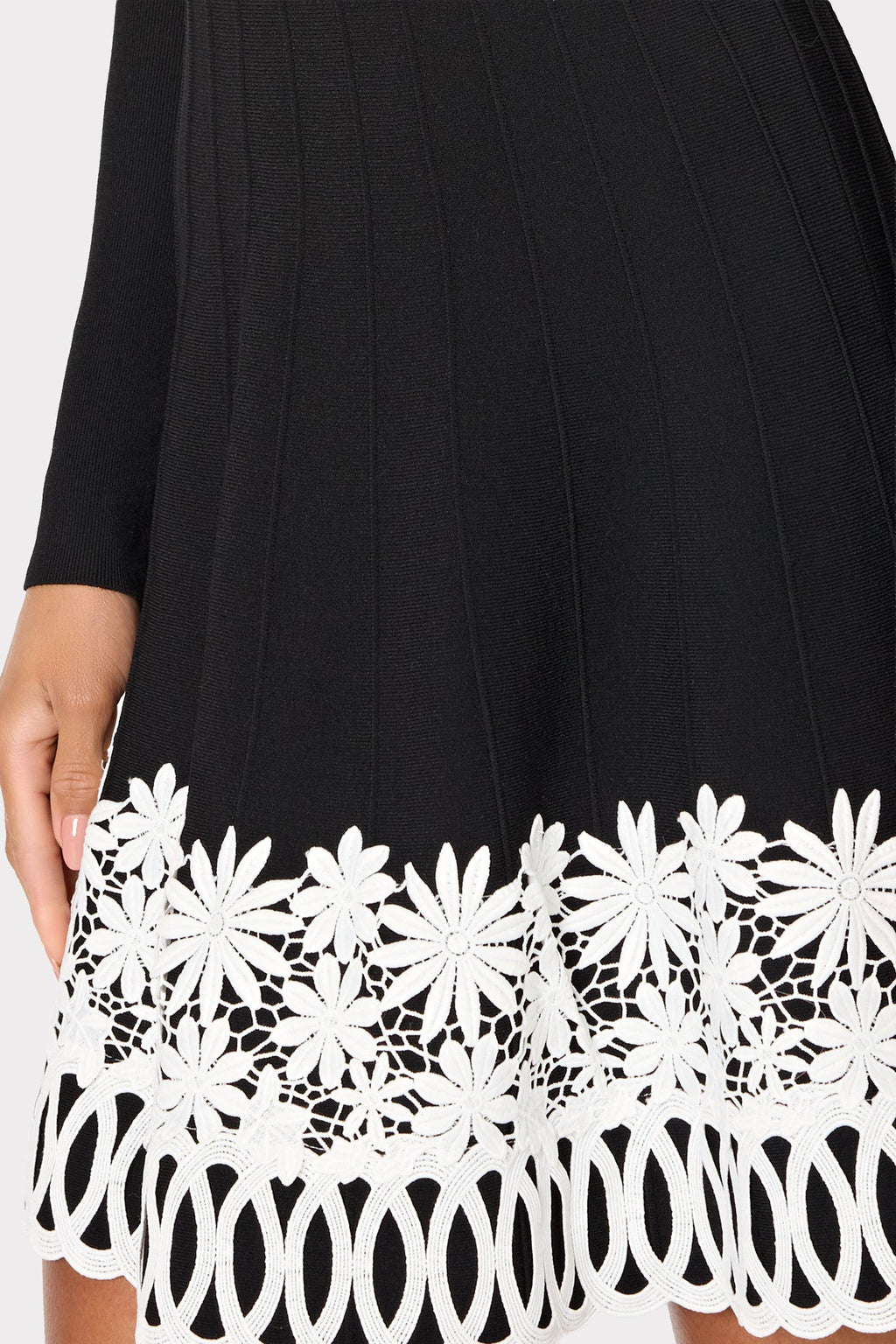Lace Trim Fit And Flare Mini Dress