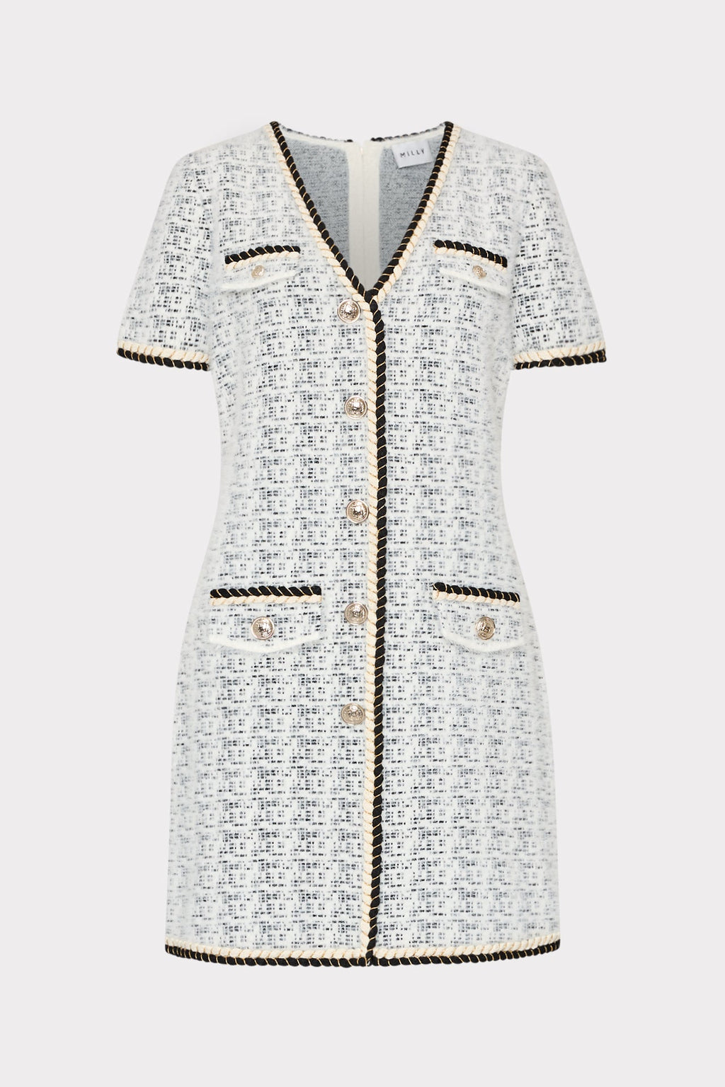 Braided V-Neck Knit Mini Dress