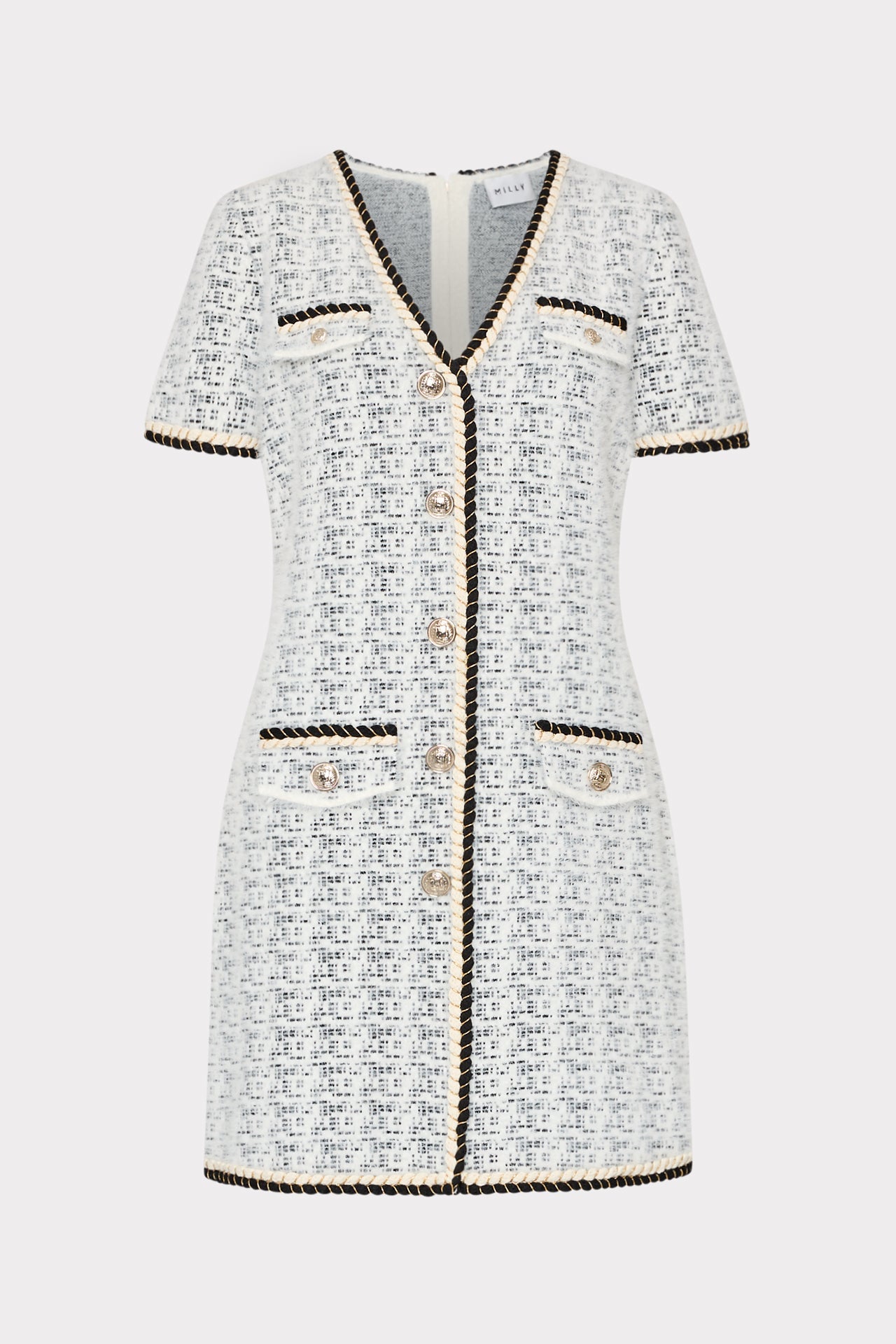 Braided V-Neck Knit Mini Dress