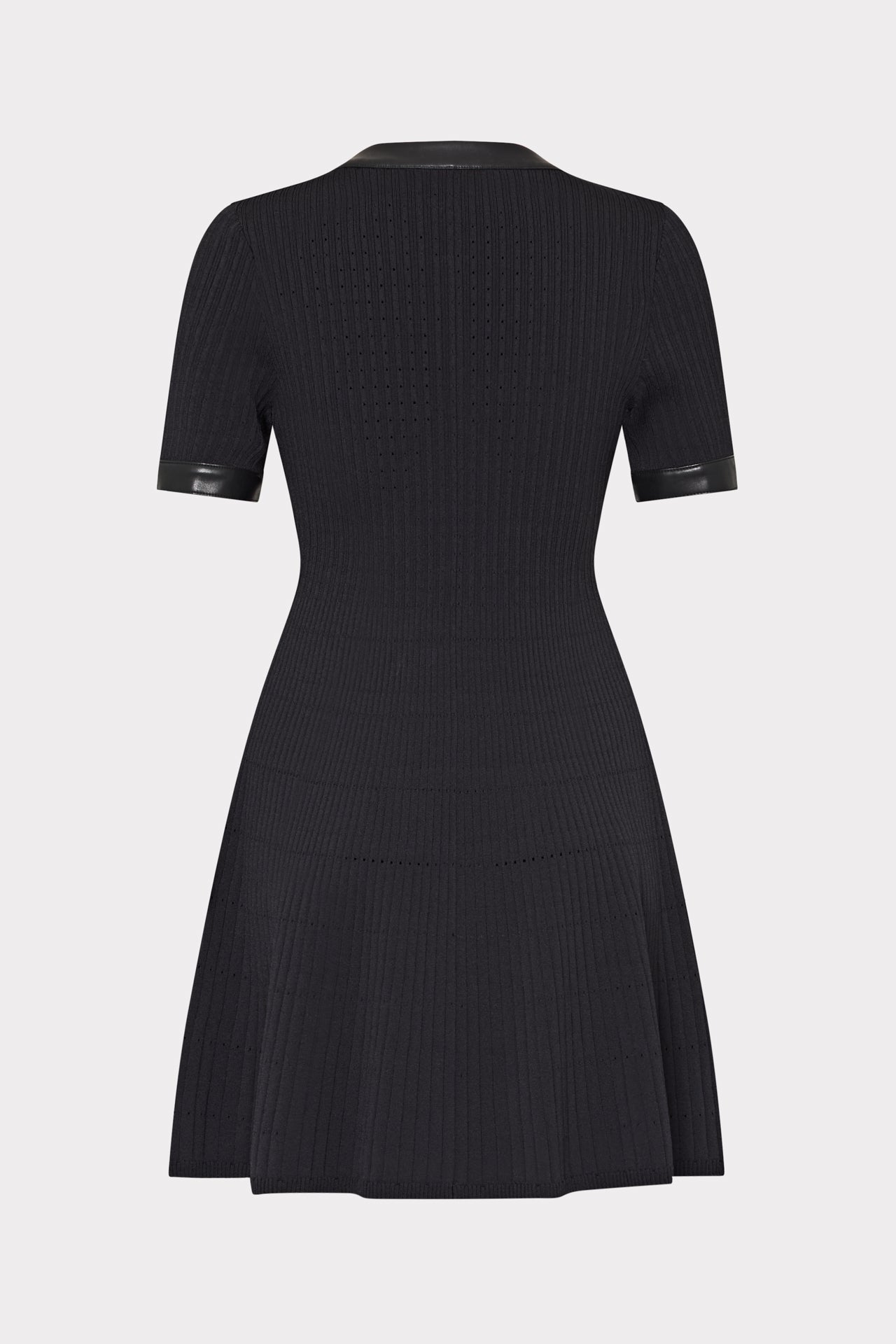 Leather Detail Flare Knit Mini Dress