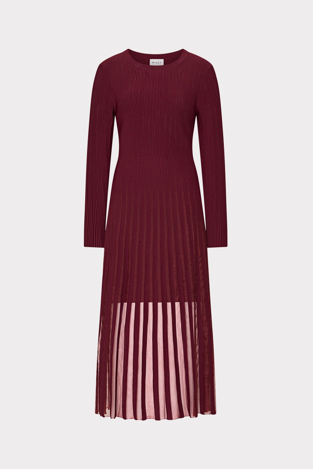 Sheer Knit Long Sleeve Midi Dress