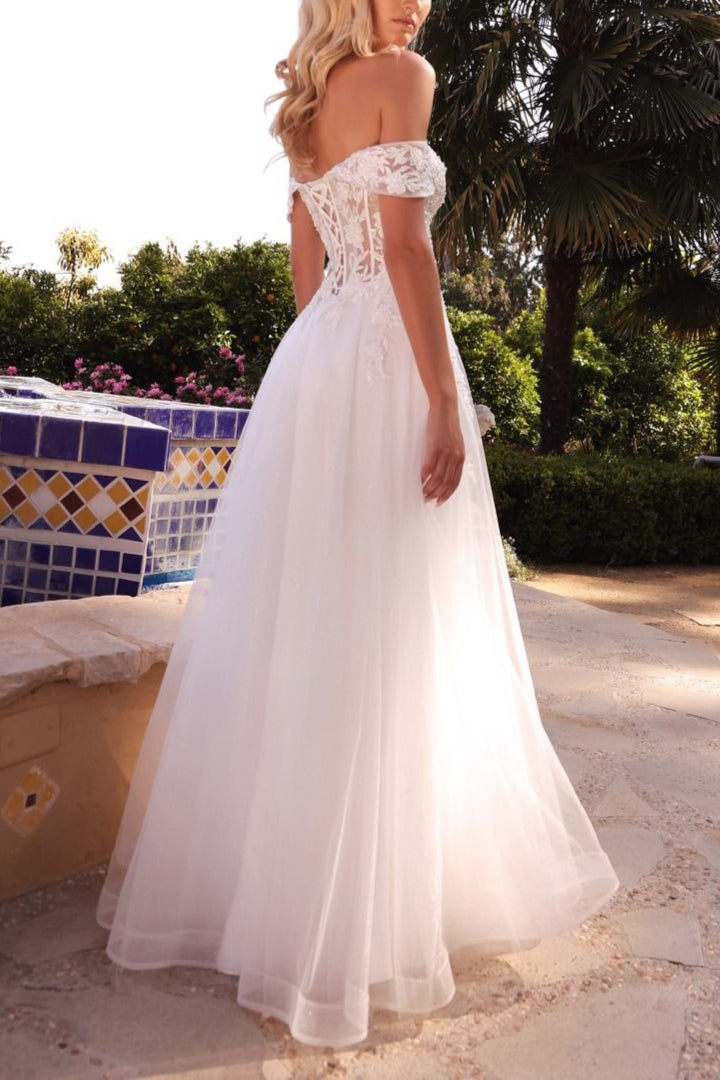 Kahena | Off-The-Shoulder Wedding Gown with Floral Embroidery