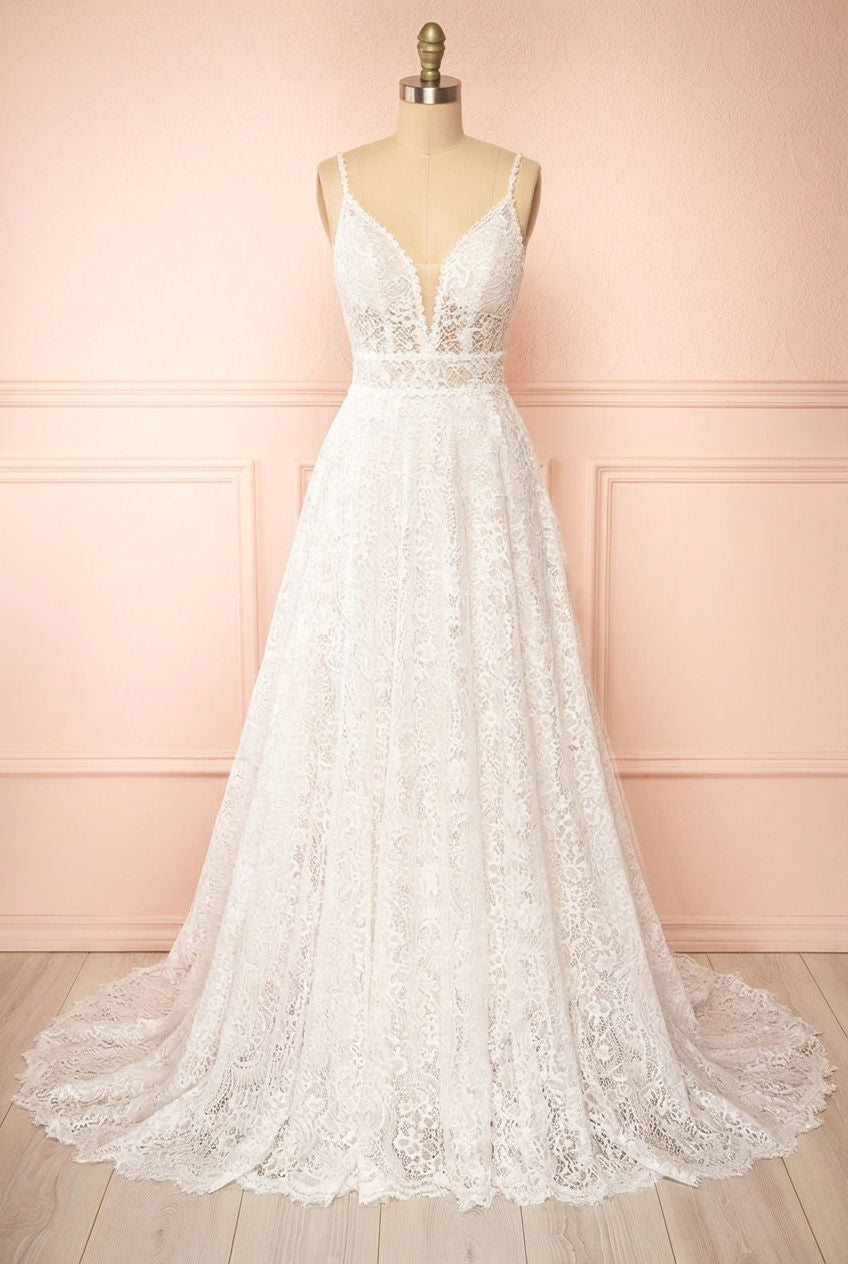 Katina | Lace Wedding Dress with Removable Sleeves