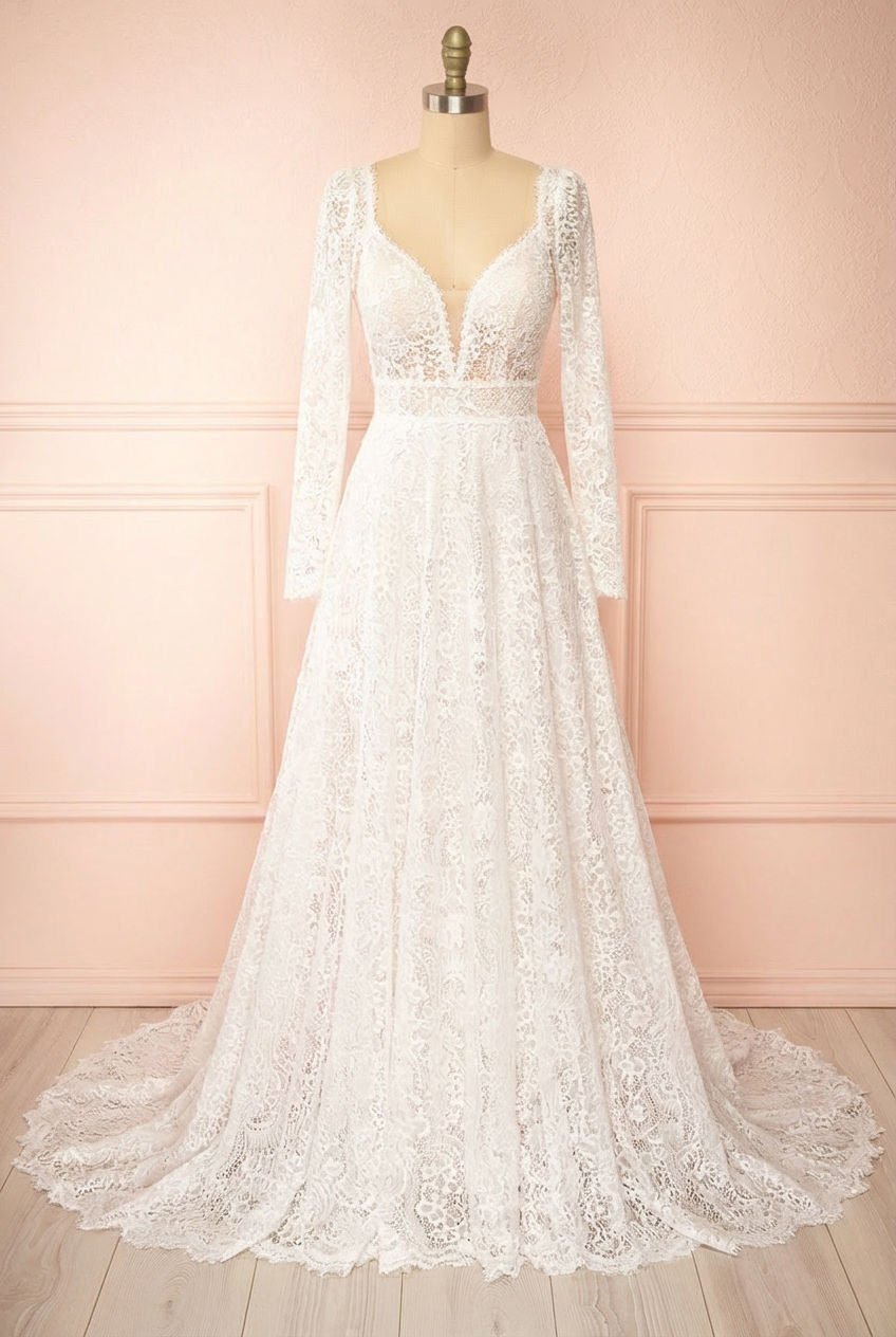 Katina | Lace Wedding Dress with Removable Sleeves