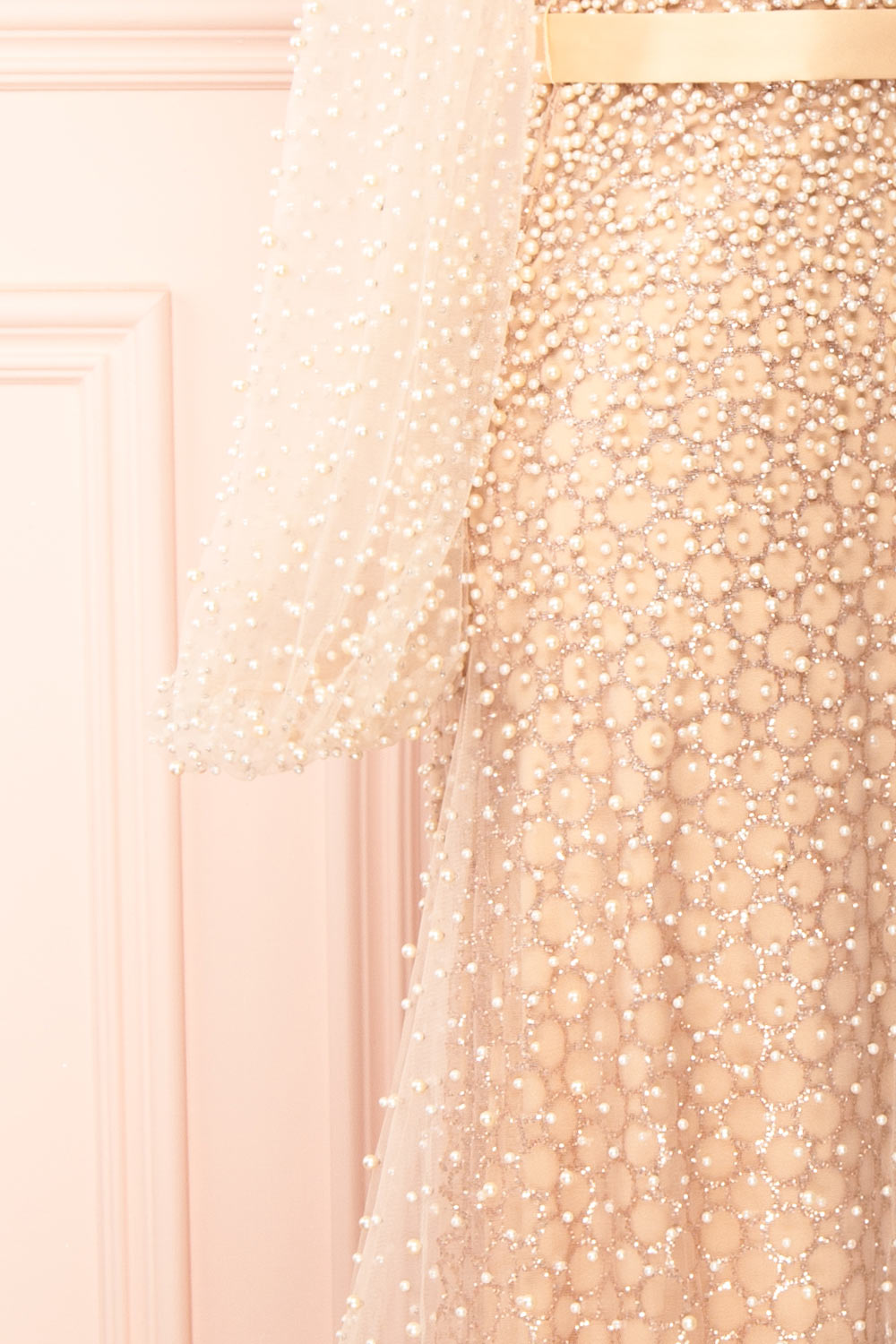 Laelia | Long Sleeve Beaded High-Low Midi Dress