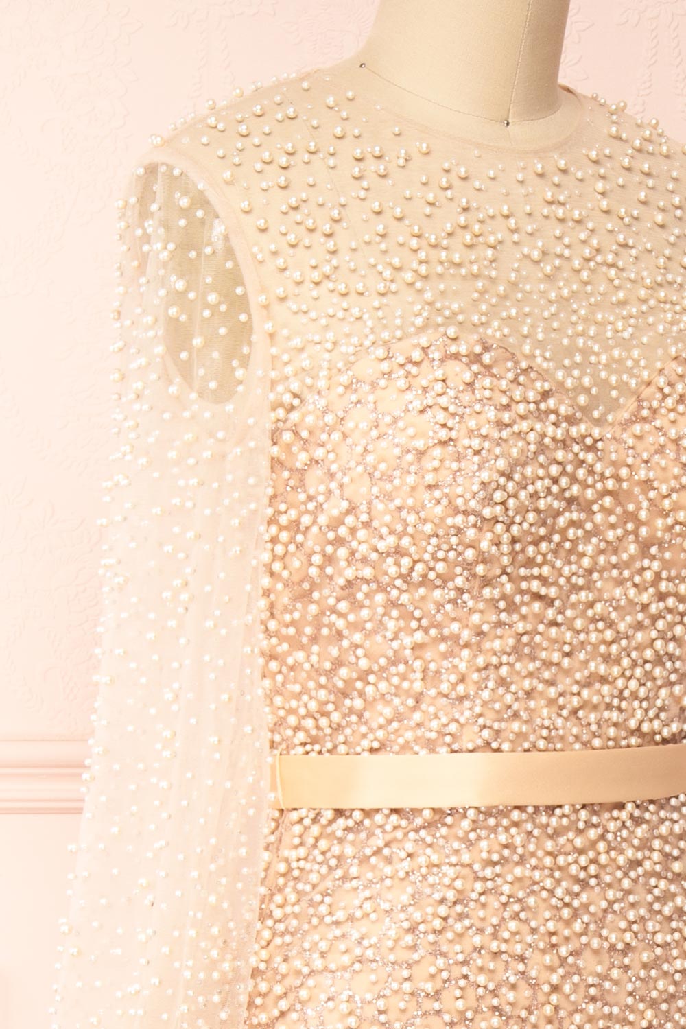 Laelia | Long Sleeve Beaded High-Low Midi Dress