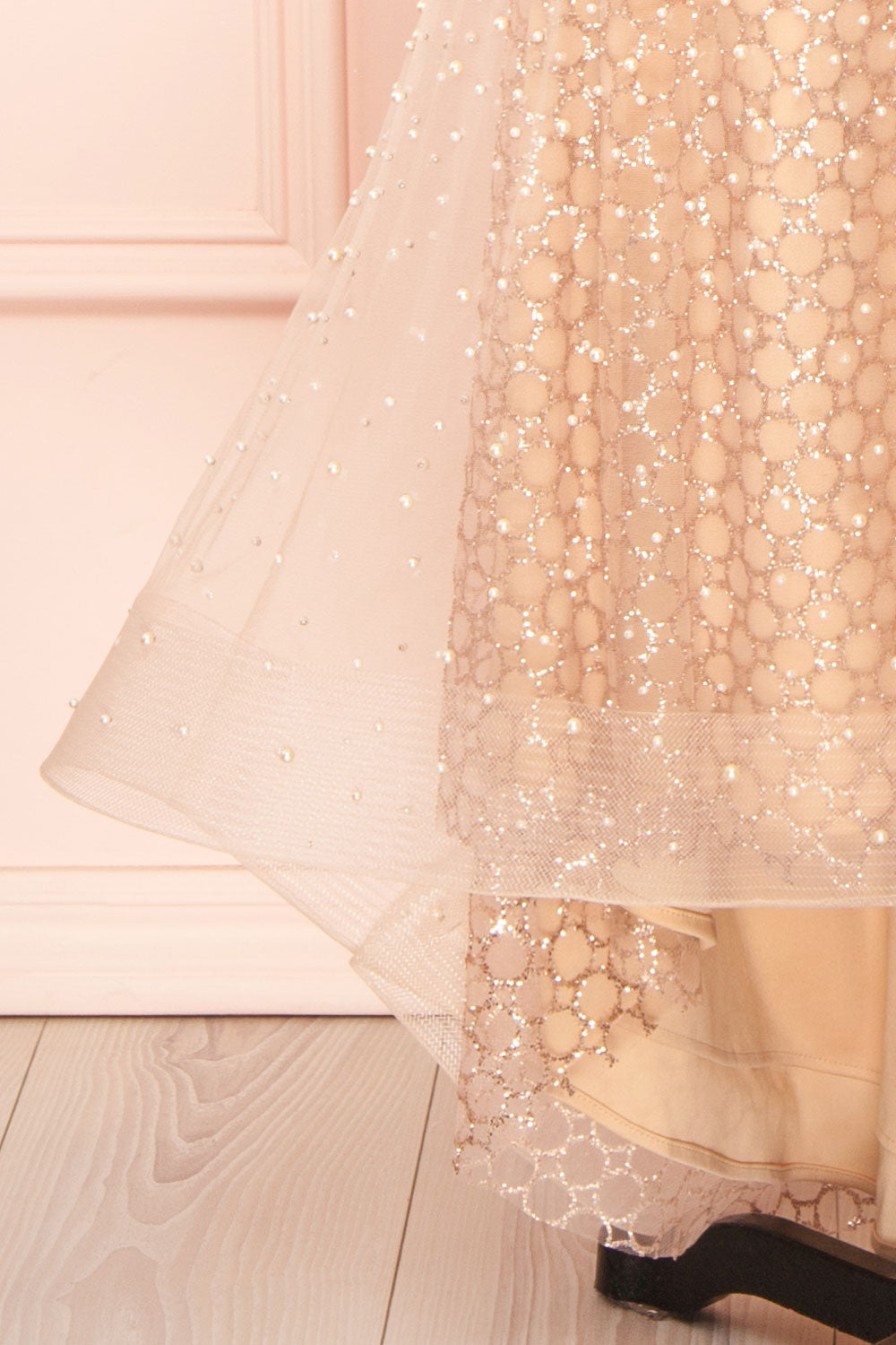 Laelia | Long Sleeve Beaded High-Low Midi Dress