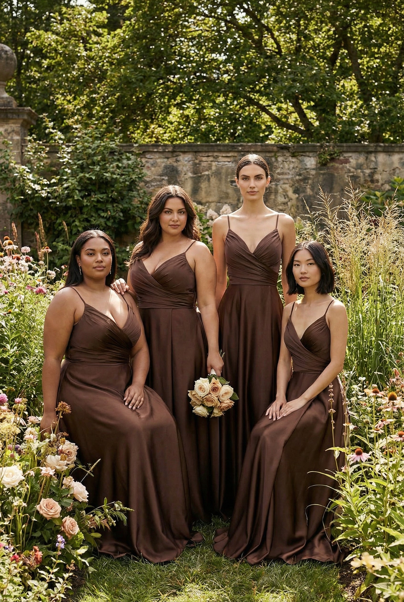 Lizza Brown | Satin Maxi Dress with Slit