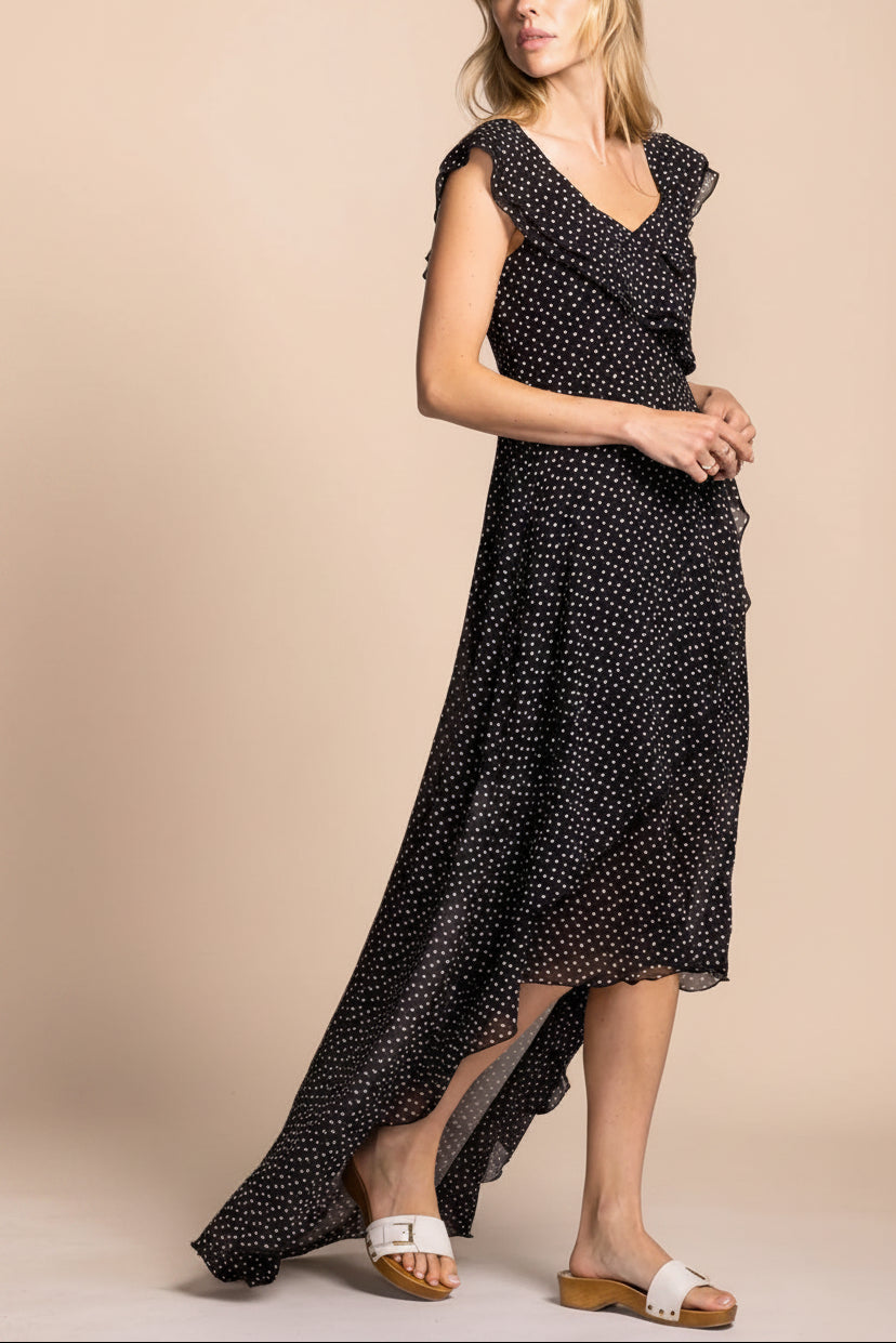 Maralda | Black Maxi Dress with Polka Dots