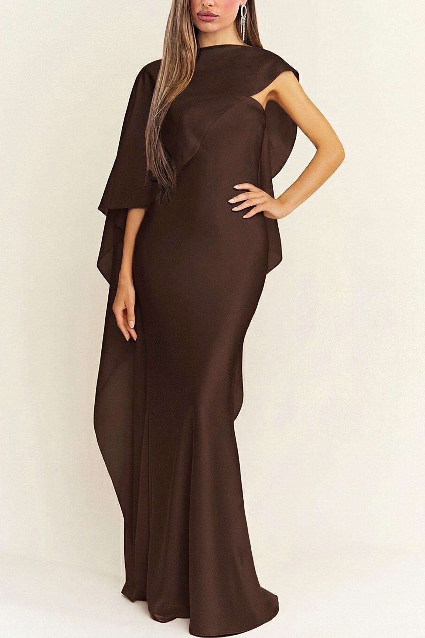 Cathleen Brown | Fitted Strapless Satin Maxi Dress