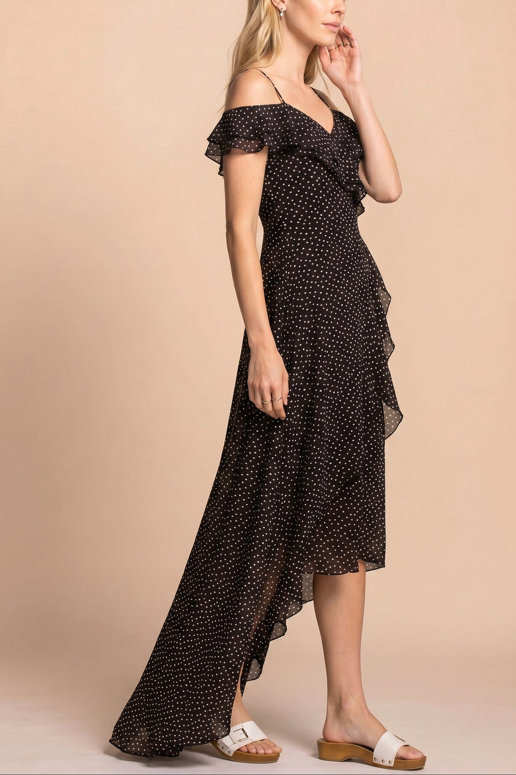 Maralda | Black Maxi Dress with Polka Dots