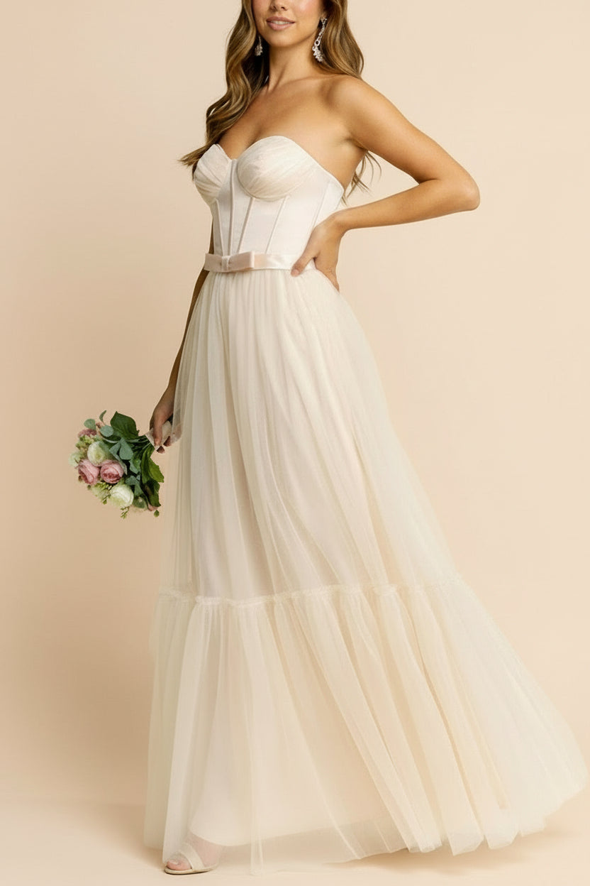 Nicola Champagne | Strapless Corset Maxi Dress