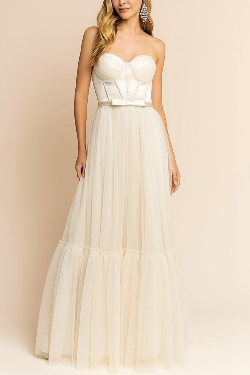Nicola Champagne | Strapless Corset Maxi Dress