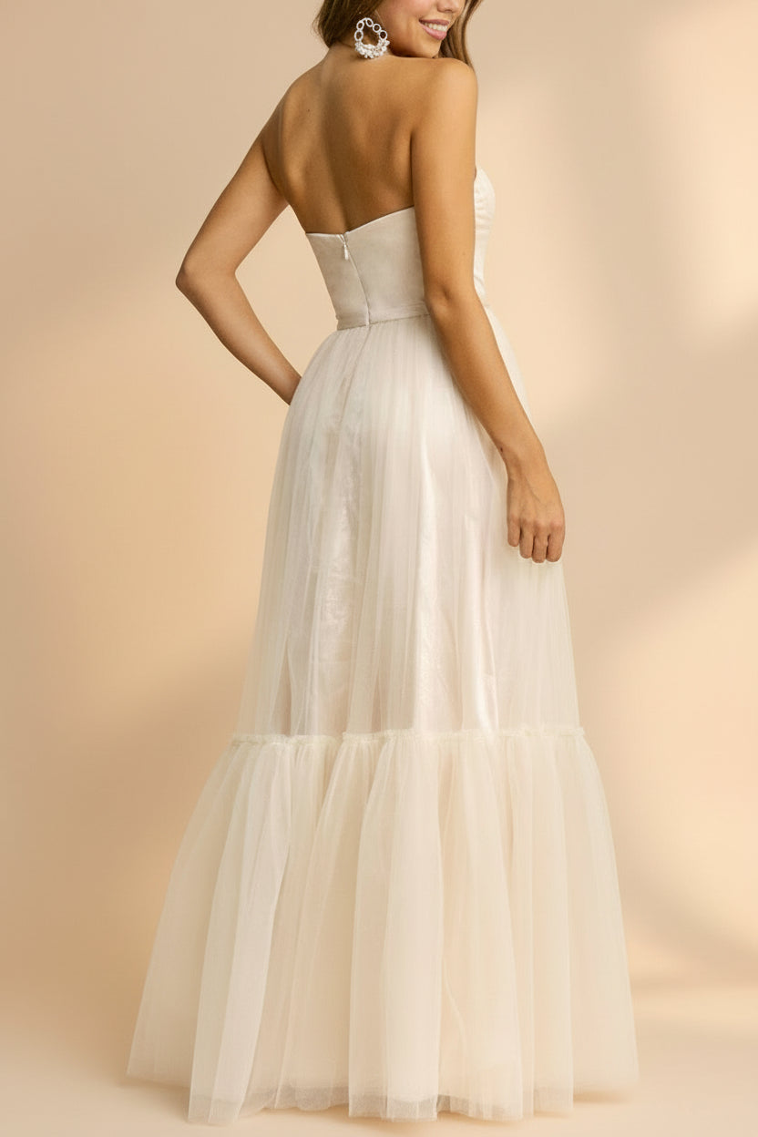 Nicola Champagne | Strapless Corset Maxi Dress