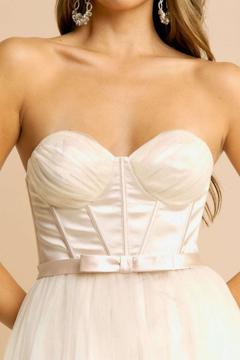 Nicola Champagne | Strapless Corset Maxi Dress