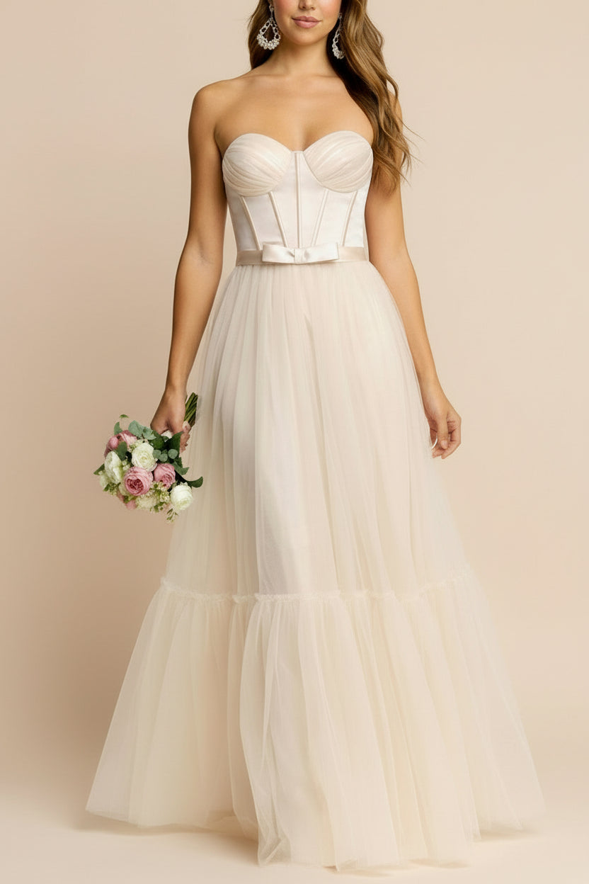 Nicola Champagne | Strapless Corset Maxi Dress