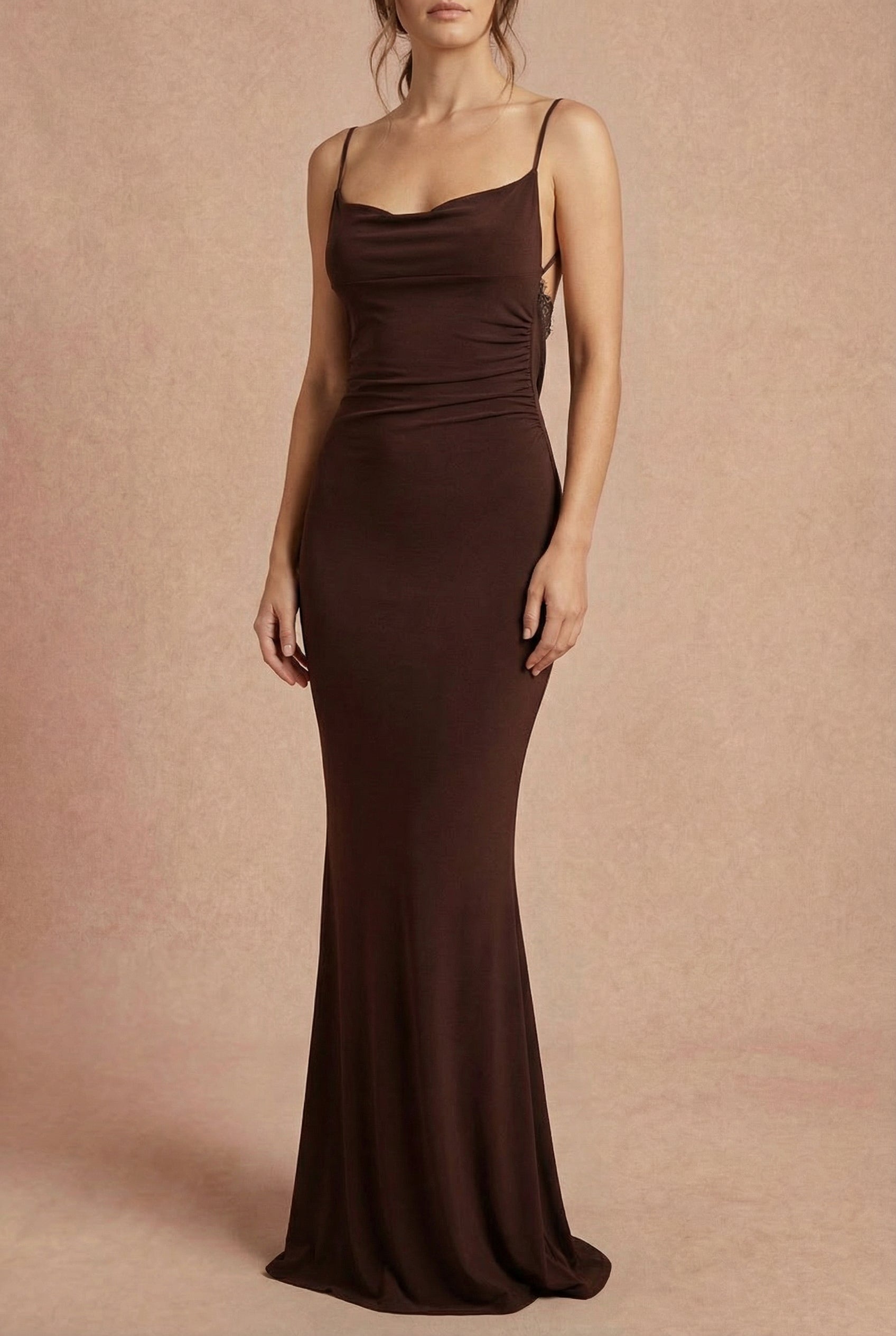 Nayla Brown | Mermaid Maxi Dress with Open Back