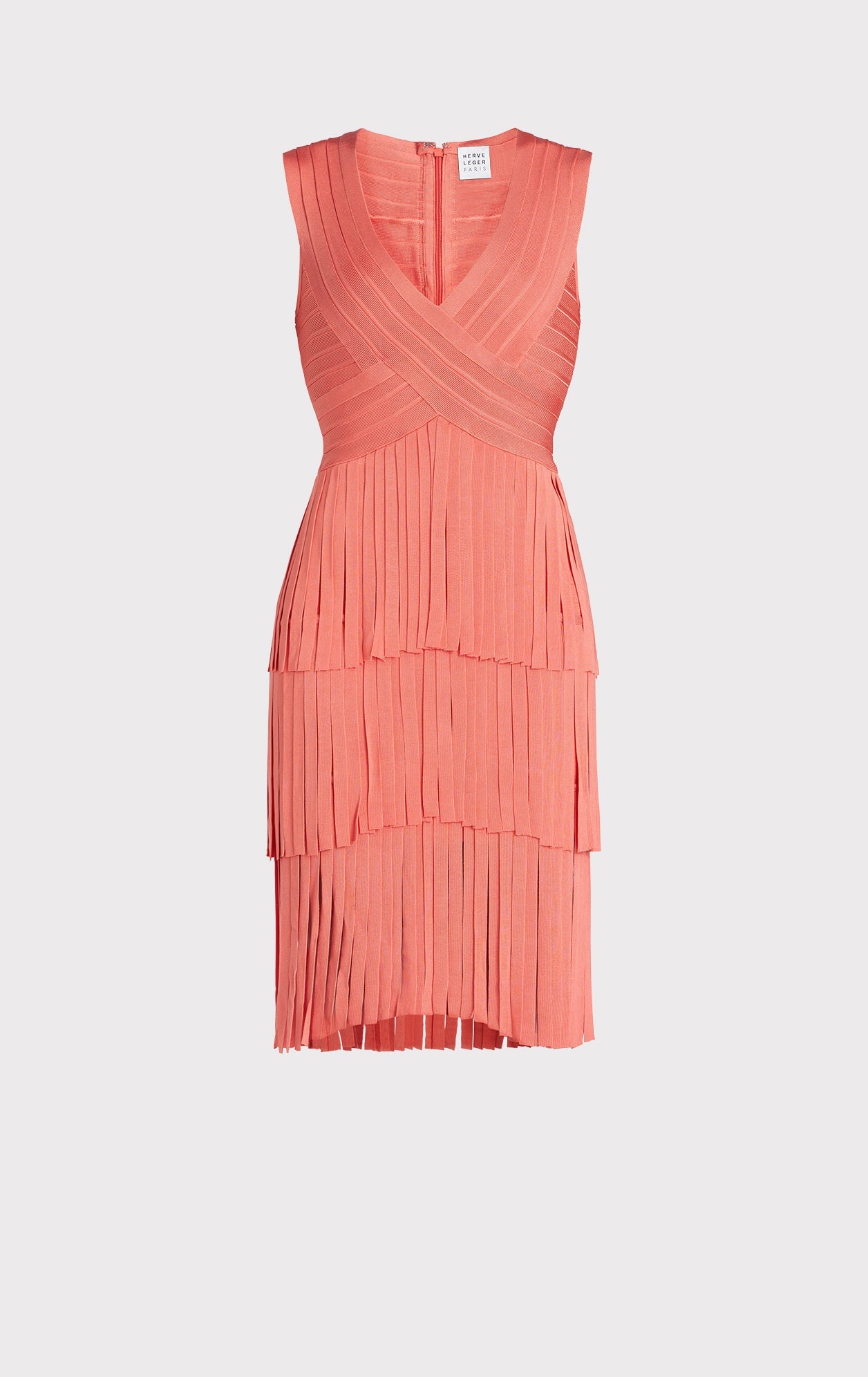 V NECK FRINGED MIDI DRESS