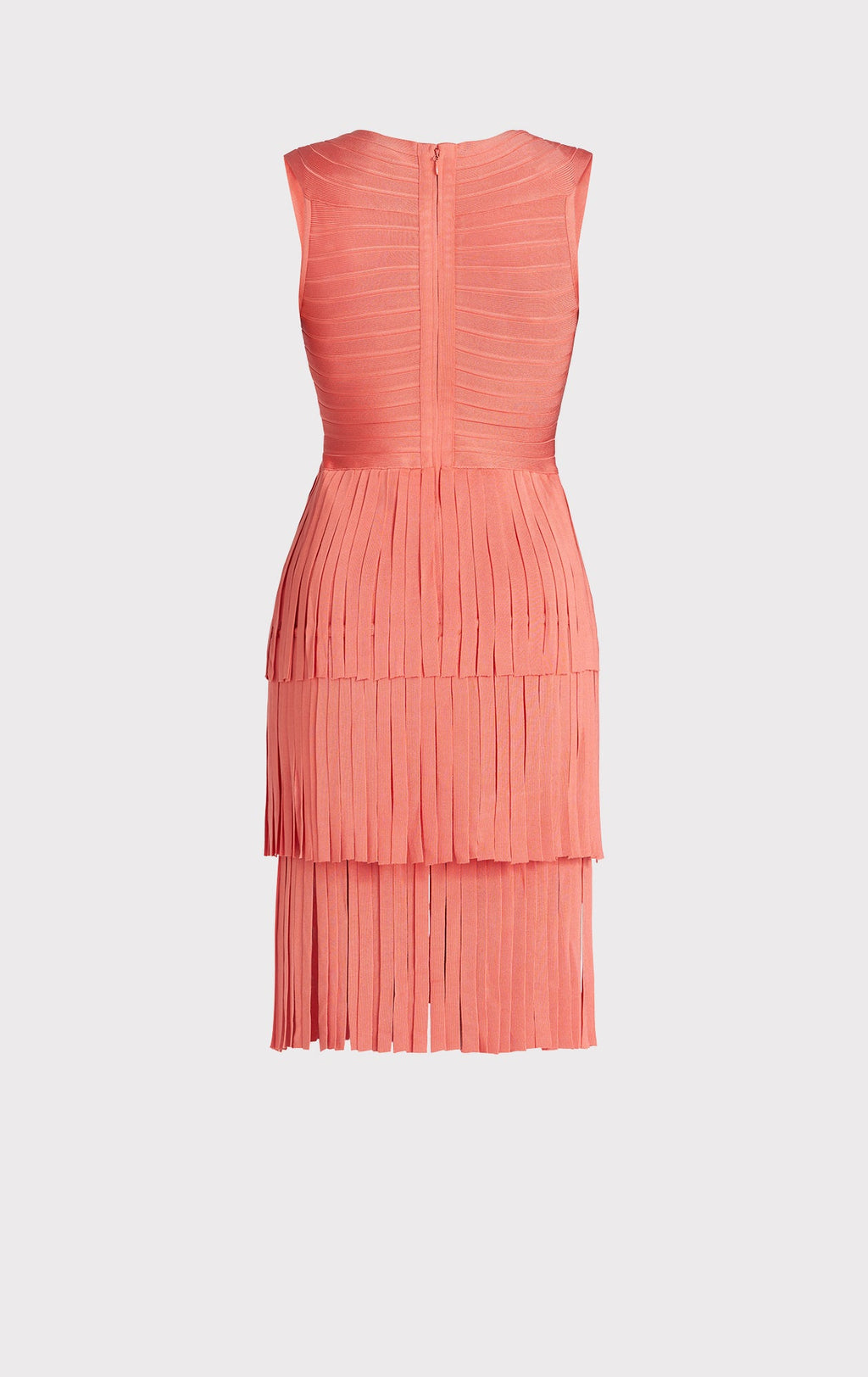 V NECK FRINGED MIDI DRESS